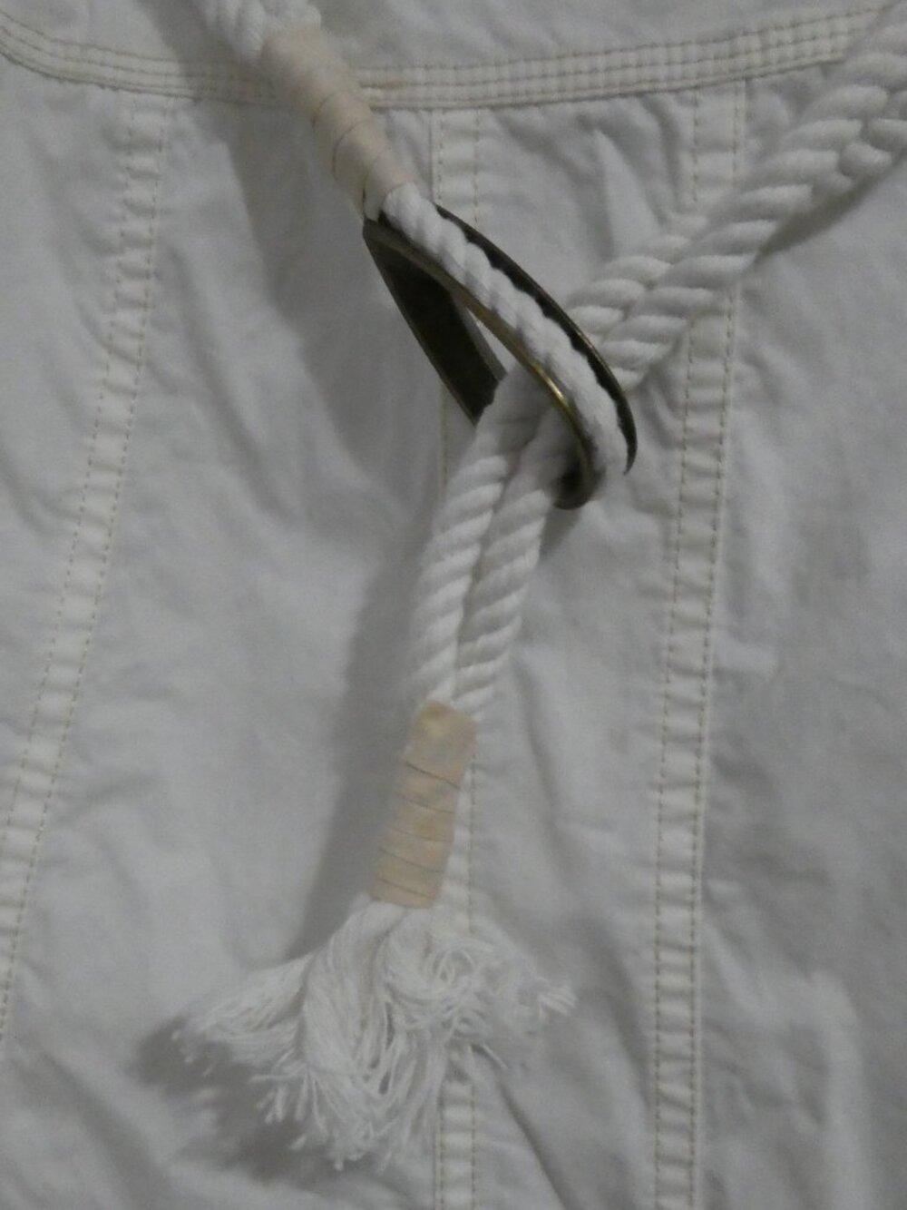 CONTEMPORAINE By SIMONS White Cotton A-Line Skirt with Braided Belt - Size 12 - Picture 4 of 15